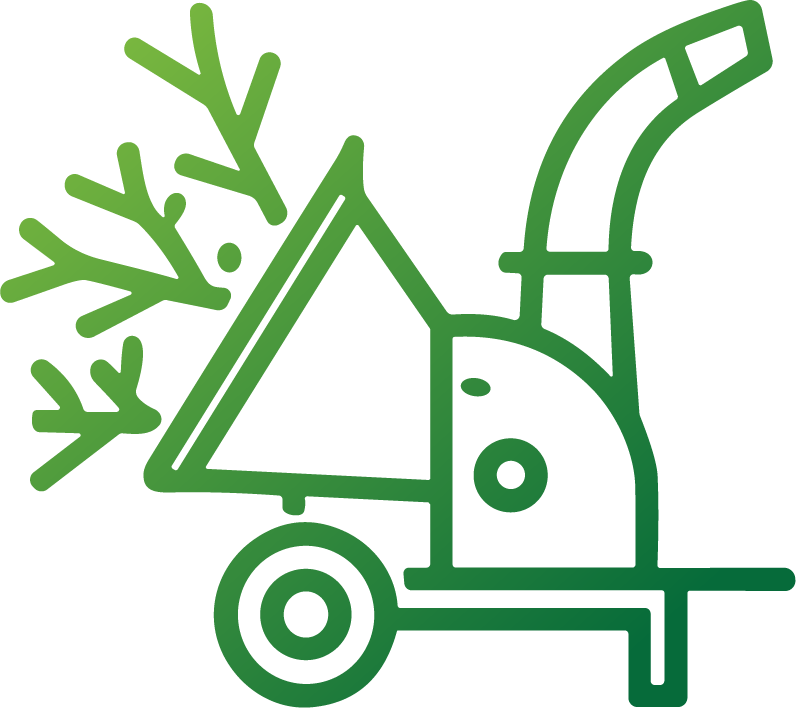 Lot Clearing icon showing brush being mulched